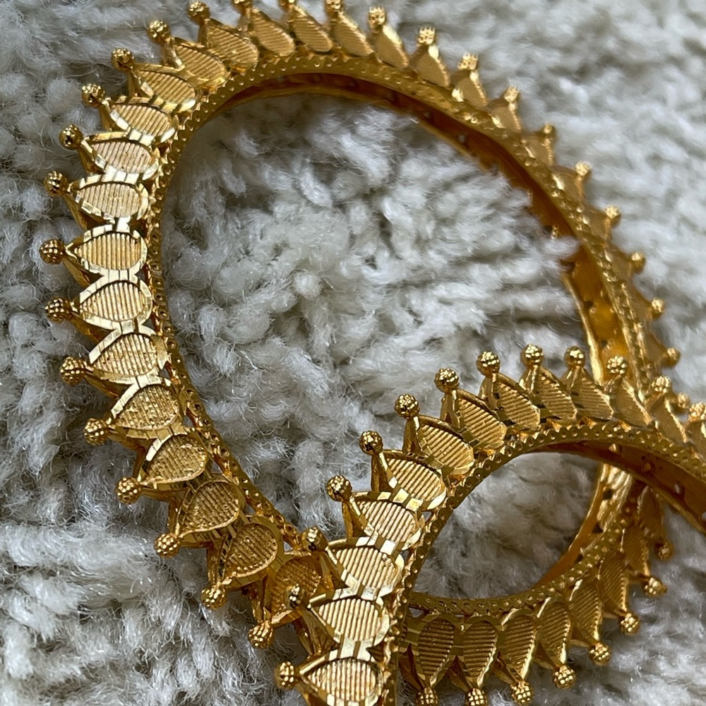 Statement Antique Gold Plated Bangles Set Of 2